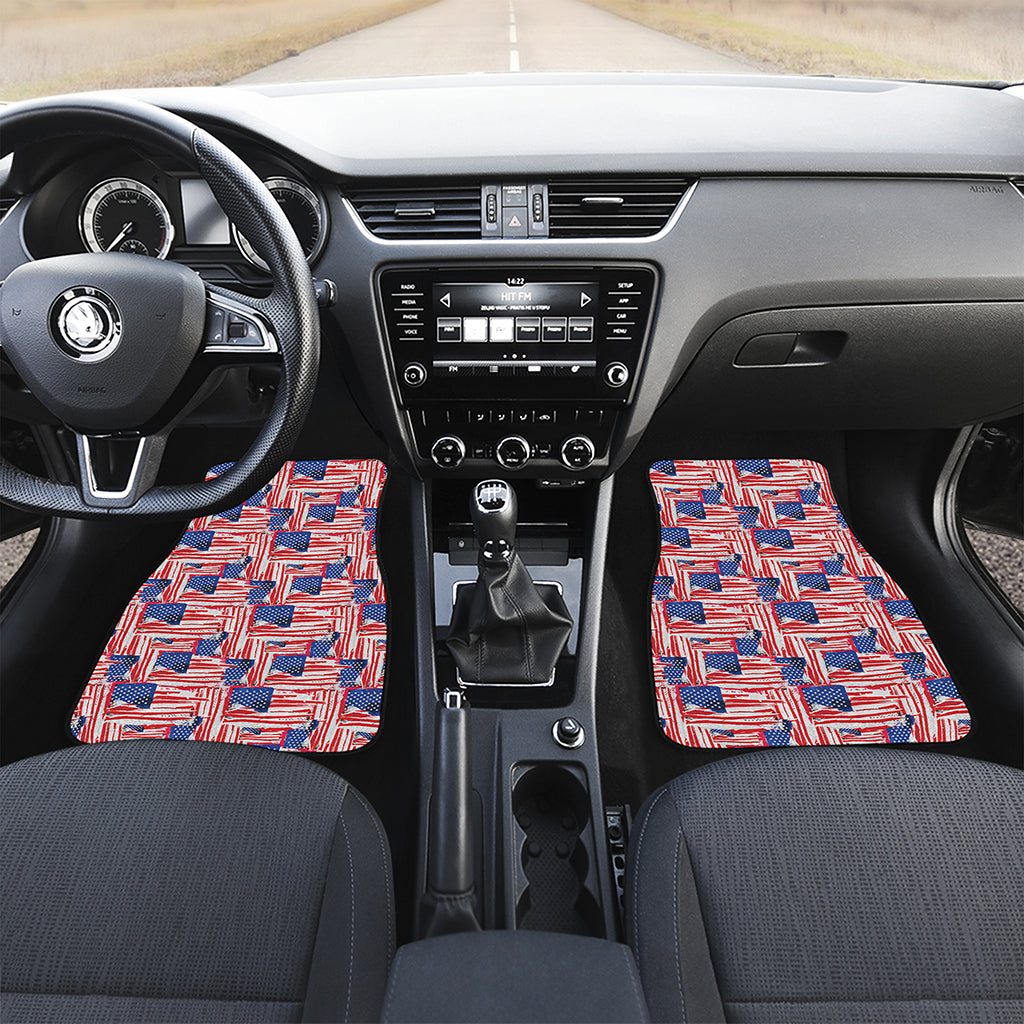 Abstract American Flag Print Front and Back Car Floor Mats