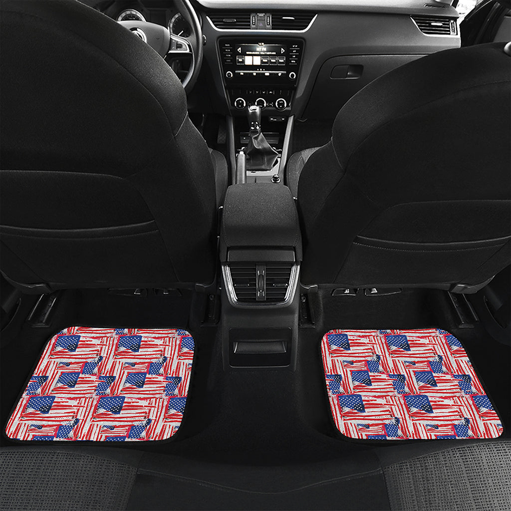 Abstract American Flag Print Front and Back Car Floor Mats