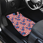 Abstract American Flag Print Front and Back Car Floor Mats