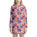 Abstract American Flag Print Pullover Hoodie Dress