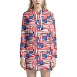 Abstract American Flag Print Hoodie Dress