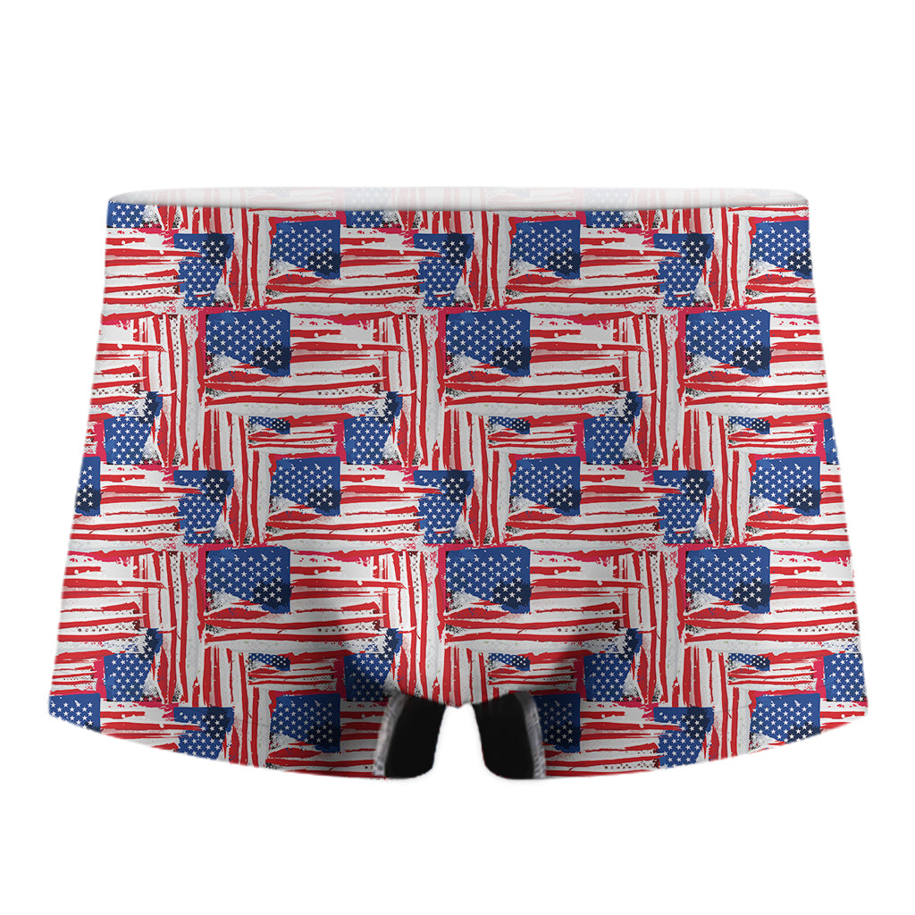 Abstract American Flag Print Men's Boxer Briefs