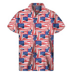 Abstract American Flag Print Men's Short Sleeve Shirt