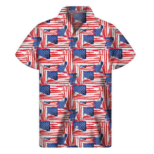 Abstract American Flag Print Men's Short Sleeve Shirt