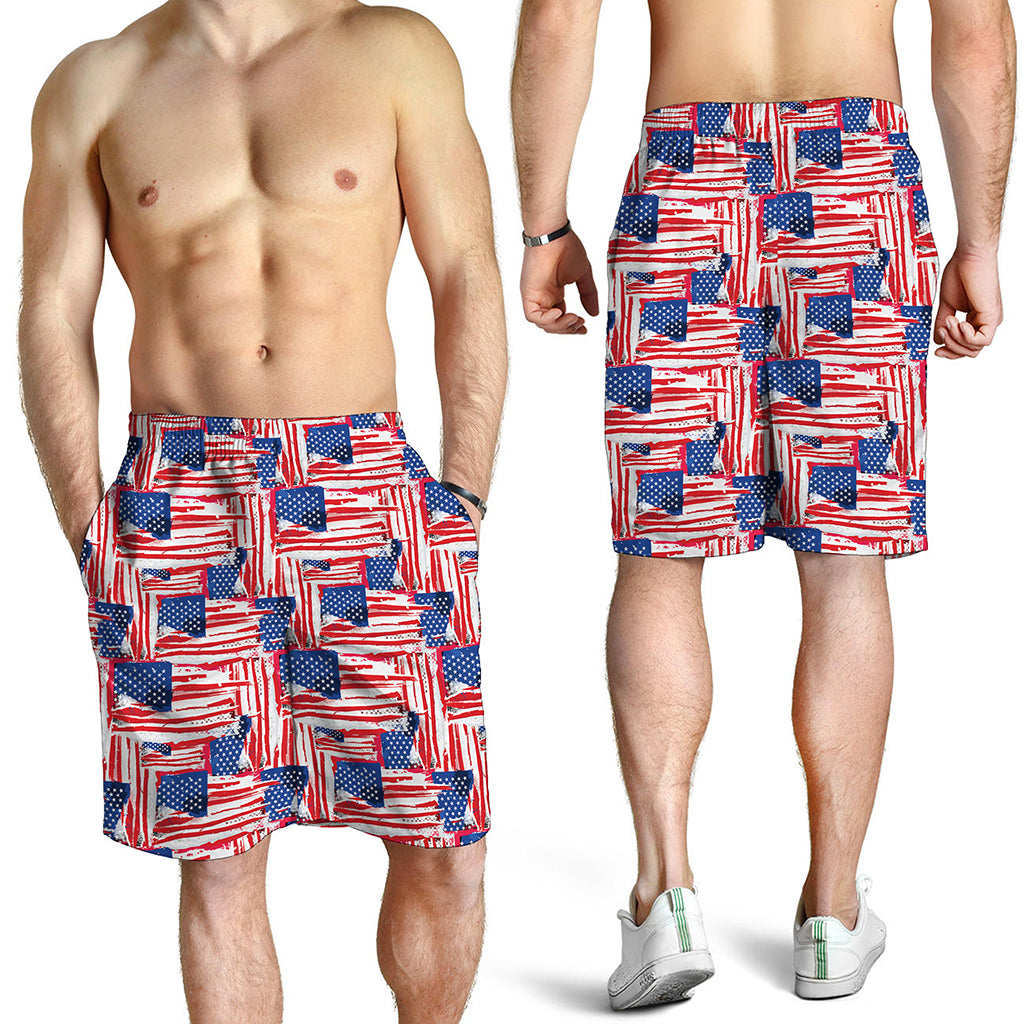 Abstract American Flag Print Men's Shorts