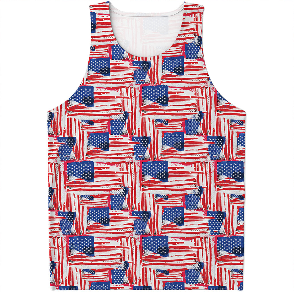 Abstract American Flag Print Men's Tank Top