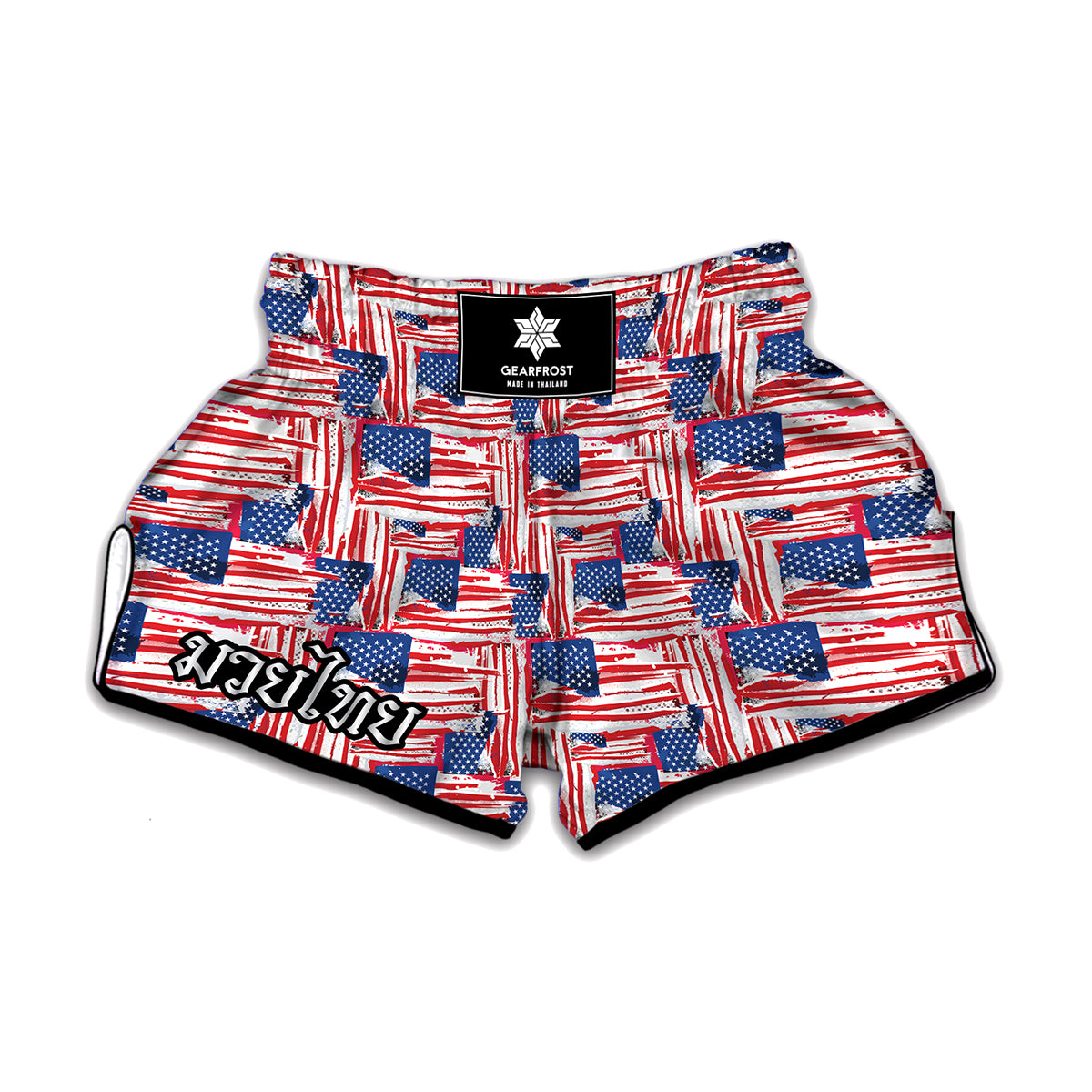 Abstract American Flag Print Muay Thai Boxing Shorts