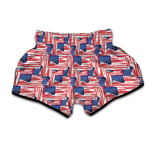 Abstract American Flag Print Muay Thai Boxing Shorts