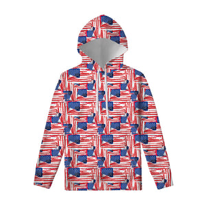 Abstract American Flag Print Pullover Hoodie