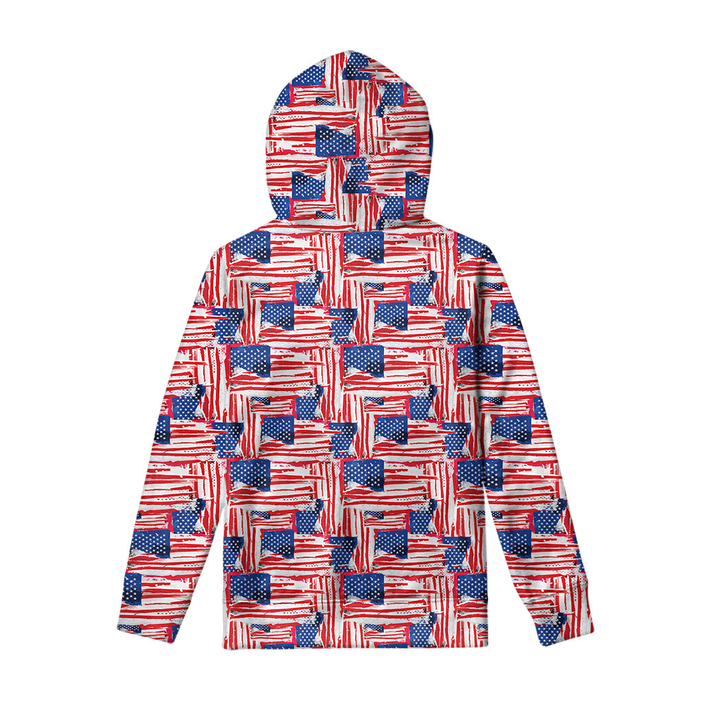 Abstract American Flag Print Pullover Hoodie