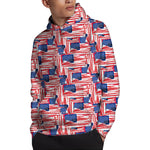 Abstract American Flag Print Pullover Hoodie