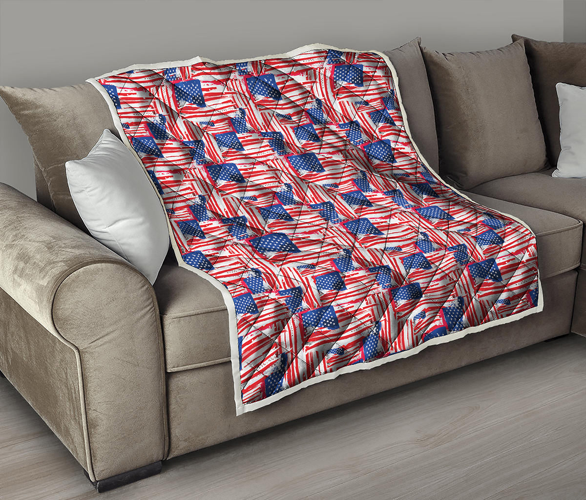 Abstract American Flag Print Quilt
