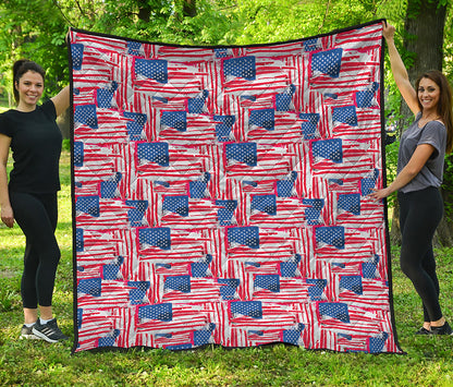 Abstract American Flag Print Quilt