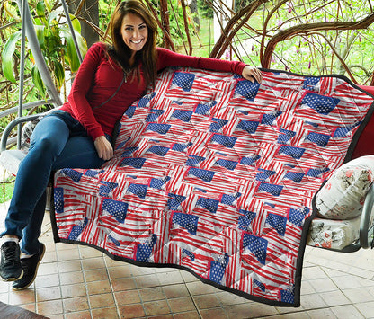 Abstract American Flag Print Quilt