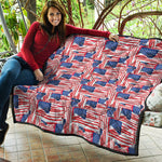 Abstract American Flag Print Quilt