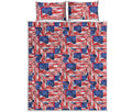 Abstract American Flag Print Quilt Bed Set