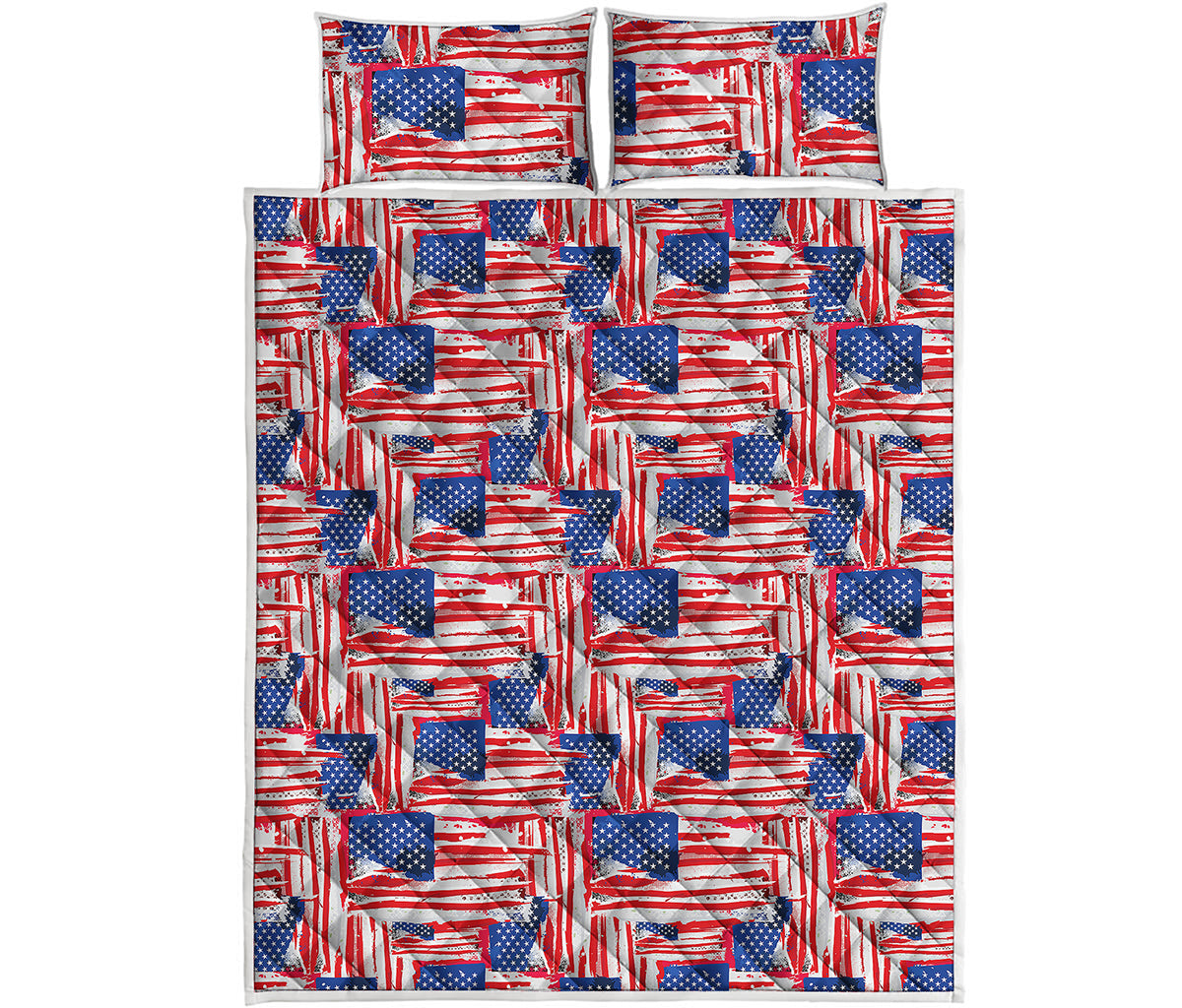 Abstract American Flag Print Quilt Bed Set