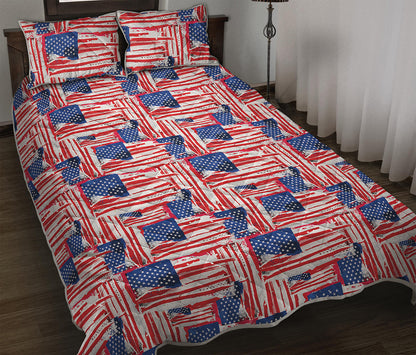 Abstract American Flag Print Quilt Bed Set