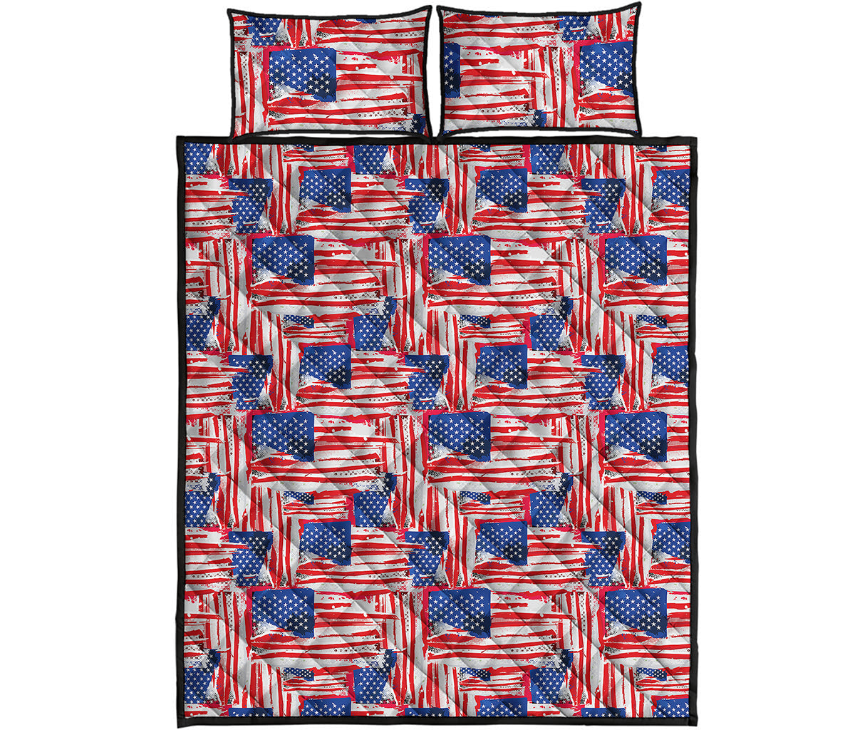Abstract American Flag Print Quilt Bed Set