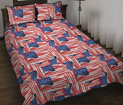 Abstract American Flag Print Quilt Bed Set