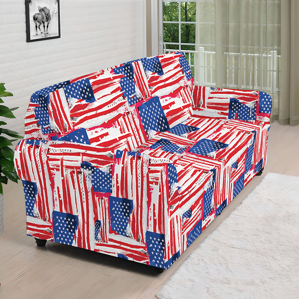 Abstract American Flag Print Sofa Cover