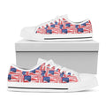 Abstract American Flag Print White Low Top Sneakers