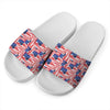 Abstract American Flag Print White Slide Sandals
