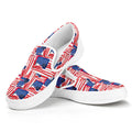 Abstract American Flag Print White Slip On Sneakers