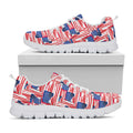Abstract American Flag Print White Running Shoes
