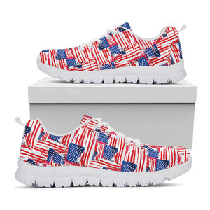 Abstract American Flag Print White Sneakers