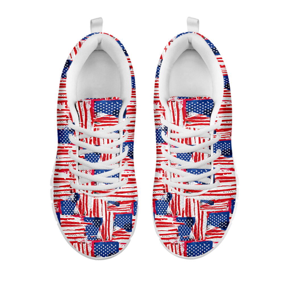 Abstract American Flag Print White Sneakers