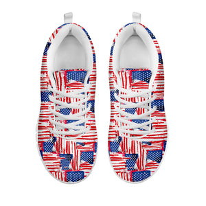 Abstract American Flag Print White Sneakers