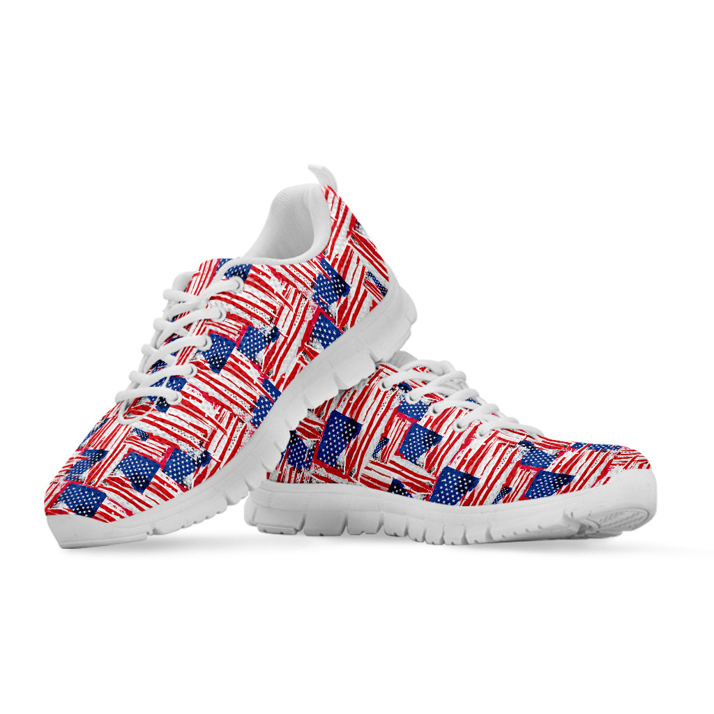 Abstract American Flag Print White Sneakers