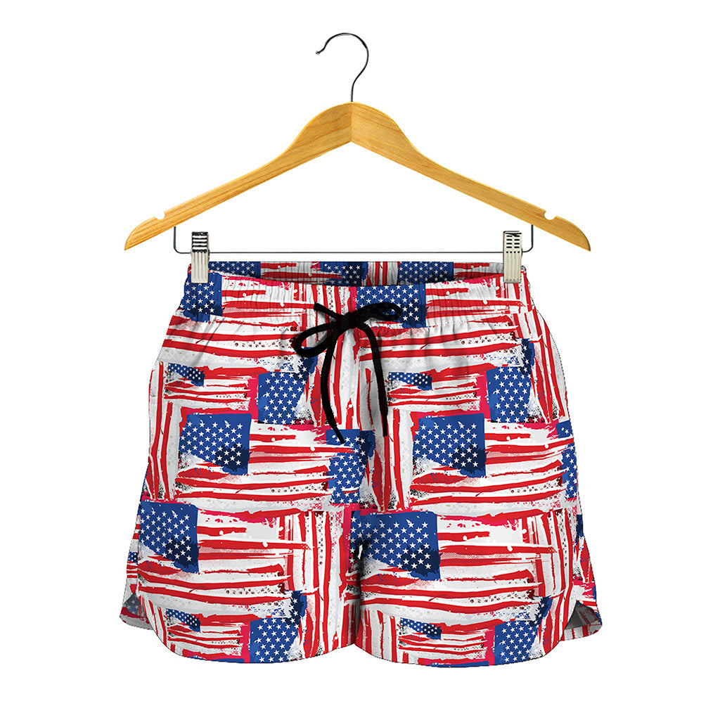Abstract American Flag Print Women's Shorts