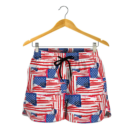 Abstract American Flag Print Women's Shorts