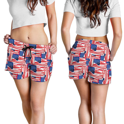 Abstract American Flag Print Women's Shorts