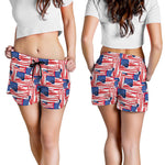 Abstract American Flag Print Women's Shorts