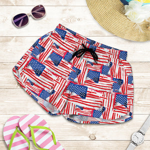 Abstract American Flag Print Women's Shorts