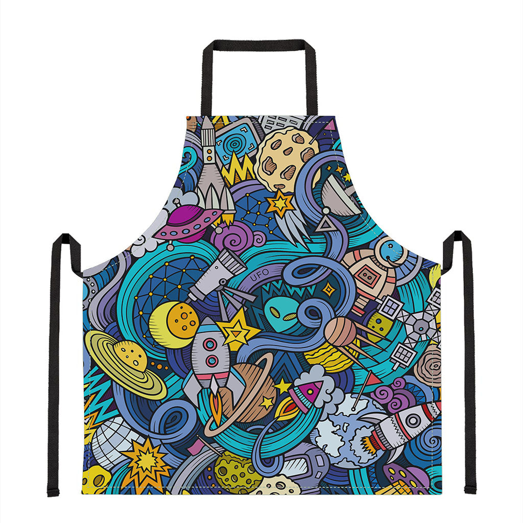Abstract Cartoon Galaxy Space Print Apron