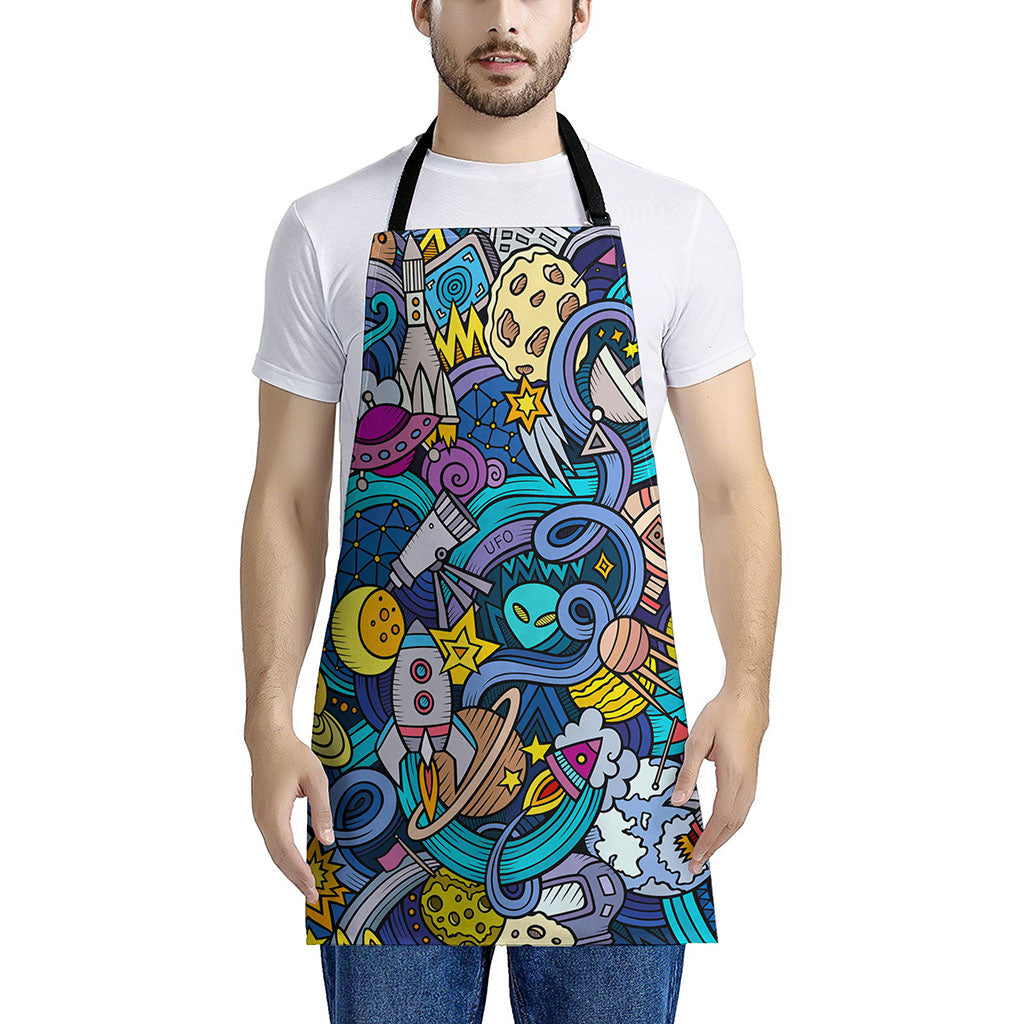 Abstract Cartoon Galaxy Space Print Apron