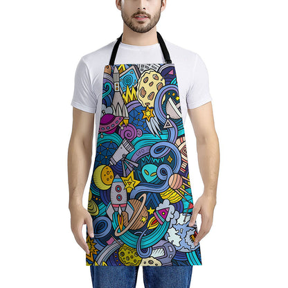 Abstract Cartoon Galaxy Space Print Apron