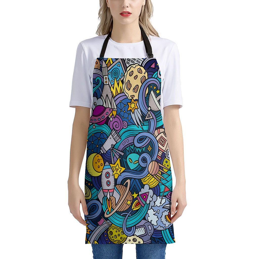 Abstract Cartoon Galaxy Space Print Apron