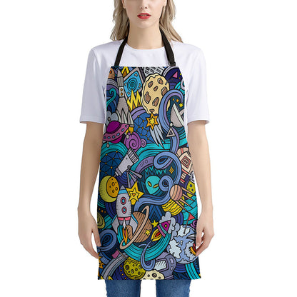 Abstract Cartoon Galaxy Space Print Apron