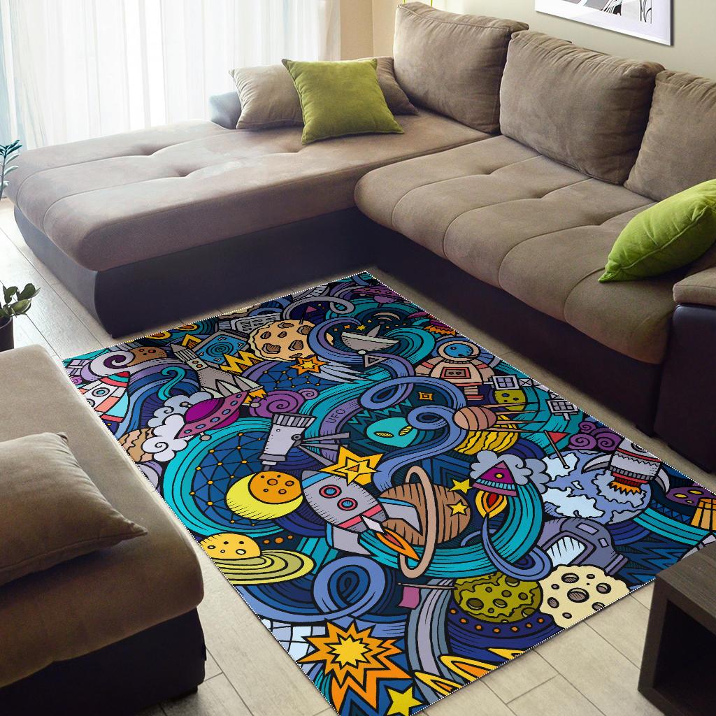Abstract Cartoon Galaxy Space Print Area Rug GearFrost