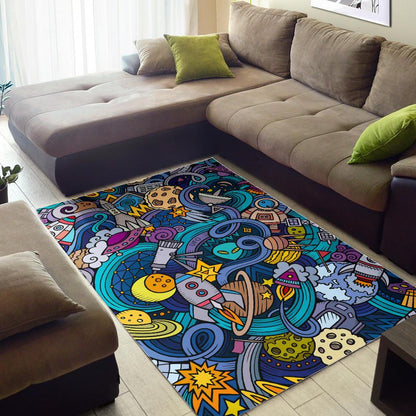 Abstract Cartoon Galaxy Space Print Area Rug GearFrost