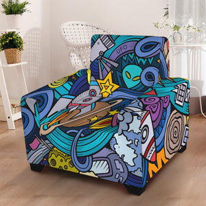 Abstract Cartoon Galaxy Space Print Armchair Slipcover