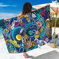 Abstract Cartoon Galaxy Space Print Beach Sarong Wrap