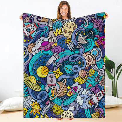 Abstract Cartoon Galaxy Space Print Blanket