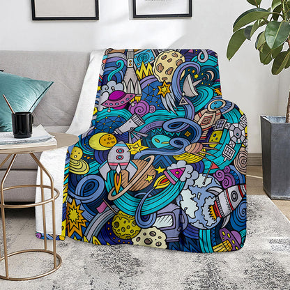 Abstract Cartoon Galaxy Space Print Blanket