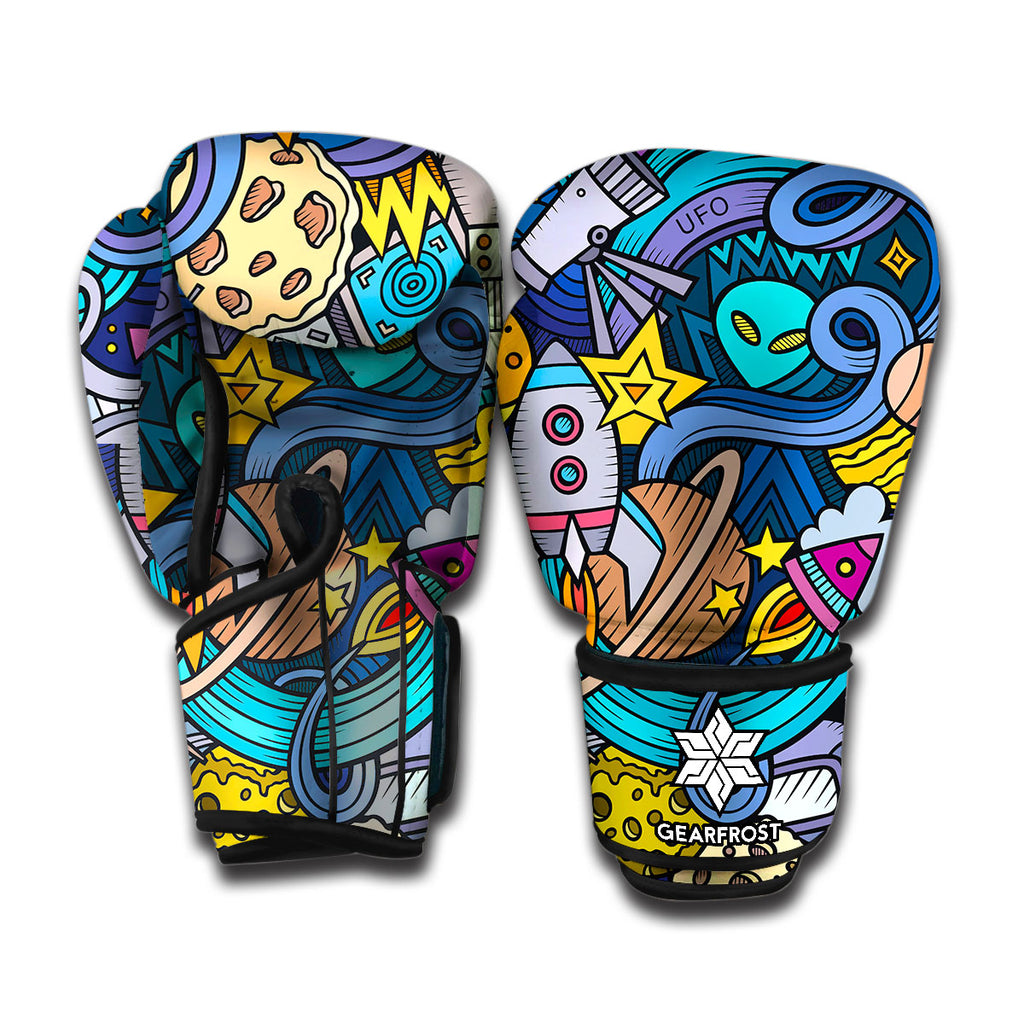 Abstract Cartoon Galaxy Space Print Boxing Gloves